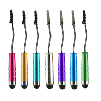 Touch Bildschirm Stift, ABS Kunststoff, mit Silikon, mit Kopfhörer Staubkappe-Stecker -Buchse, gemischte Farben, 42x9mm, verkauft von PC