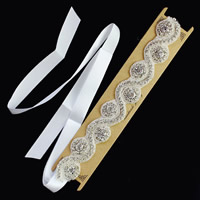 Bridal Hair Band, Satin Ribbon, with Glass Seed Beads, for bridal, white, 30cm Approx 19.5 Inch 