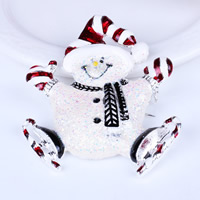 Christmas Jewelry Brooch , Zinc Alloy, with Resin & Iron, Snowman, platinum color plated, enamel, nickel, lead & cadmium free, 53mm 