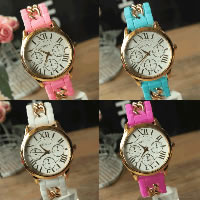 Women Wrist Watch, Silicone, with zinc alloy dial & Glass, gold color plated, Unisex 40mm Approx 9.8 Inch 