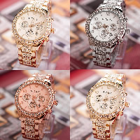 Bracelets de montre pour femmes, acier inoxydable, avec cadran en alliage de zinc & verre, Placage, avec strass, plus de couleurs à choisir, 40mm Environ 10.8 pouce, Vendu par PC
