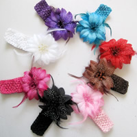 Fashion Baby Headband, Spun Silk, with Gauze & Feather & Wool, Flower, elastic & for children 115mm Approx 14 Inch 