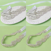 Bridal Hair Band, Satin Ribbon, with Glass Seed Beads, for bridal & with rhinestone, white Approx 19.5 Inch 