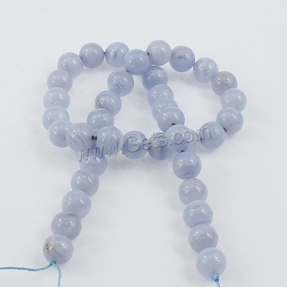 Blauer Chalcedony Perle, blauer Chalzedon, rund, natürlich, verschiedene Größen vorhanden, Klasse AA, verkauft von Strang