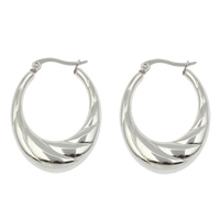 Stainless Steel Hoop Earring, Flat Oval, original color 