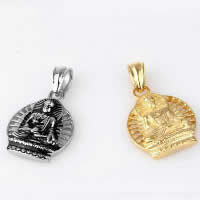 Buddhistischer Schmuck Halskette, Titanstahl, Kuan Yin, plattiert, Schwärzen, keine, 35x59mm, Bohrung:ca. 3x5mm, verkauft von PC