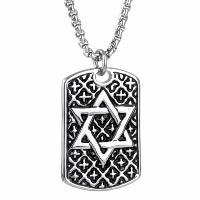 Titanium Steel Pendants, Rectangle, with star of David pattern & for man & blacken Approx 3-5mm 