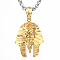 Titanium Steel Pendants, Egypt King, gold color plated, with rhinestone Approx 