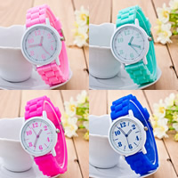 Unisex Wrist Watch, Silicone, with zinc alloy dial & Glass, Chinese movement, Flat Round, painted 30-40mm Approx 9 Inch 