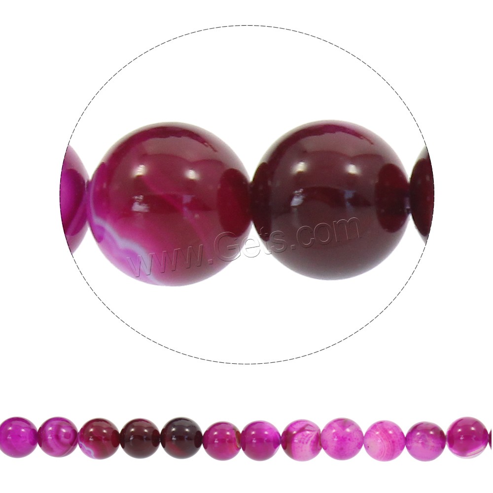 Natürliche Streifen Achat Perlen, rund, synthetisch, verschiedene Größen vorhanden, Fuchsia, Bohrung:ca. 1mm, Länge:ca. 14.5 ZollInch, verkauft von Strang