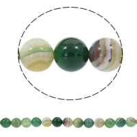 Natürliche Streifen Achat Perlen, rund, synthetisch, verschiedene Größen vorhanden, grün, Bohrung:ca. 1mm, Länge:ca. 15 ZollInch, verkauft von Strang
