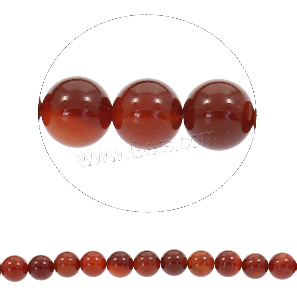 Natürlich rote Achat Perlen, Roter Achat, rund, synthetisch, verschiedene Größen vorhanden, Bohrung:ca. 1mm, Länge:ca. 15 ZollInch, verkauft von Strang