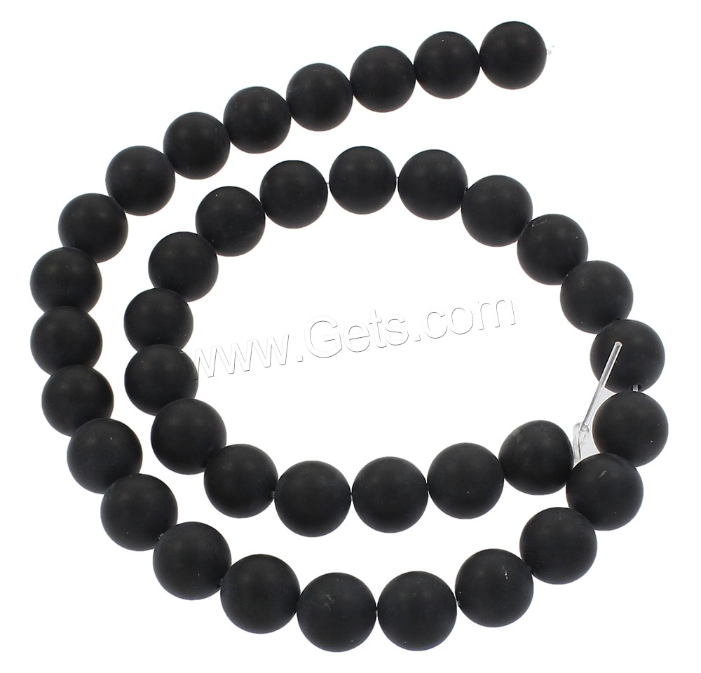 Natürliche schwarze Achat Perlen, Schwarzer Achat, rund, synthetisch, verschiedene Größen vorhanden & satiniert, Bohrung:ca. 1mm, Länge:ca. 15 ZollInch, verkauft von Strang