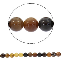 Natürliche Streifen Achat Perlen, rund, synthetisch, verschiedene Größen vorhanden, Kaffeefarbe, Bohrung:ca. 1mm, Länge:ca. 15 ZollInch, verkauft von Strang