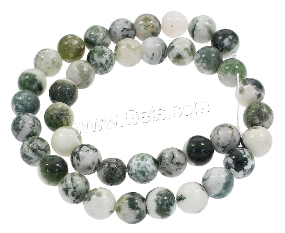 Natürlichen Baum-Achat-Perlen, Baumachat, rund, synthetisch, verschiedene Größen vorhanden, Bohrung:ca. 1mm, Länge:ca. 15 ZollInch, verkauft von Strang