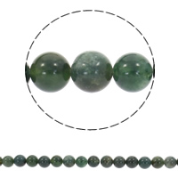 Perles en pierre d'agate mousse naturelle, Rond, synthétique, normes différentes pour le choix Environ 1mm Environ 14.5 pouce, Vendu par brin