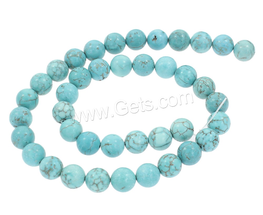Synthetische Türkis Perlen, rund, verschiedene Größen vorhanden, blau, Bohrung:ca. 1mm, Länge:ca. 15 ZollInch, verkauft von Strang