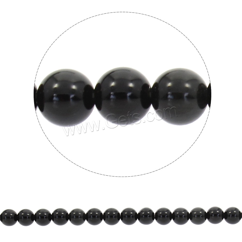 Negro obsidiana granos, Obsidiana Negra, Esférico, sintético, diverso tamaño para la opción, agujero:aproximado 1mm, longitud:aproximado 15 Inch, Vendido por Sarta