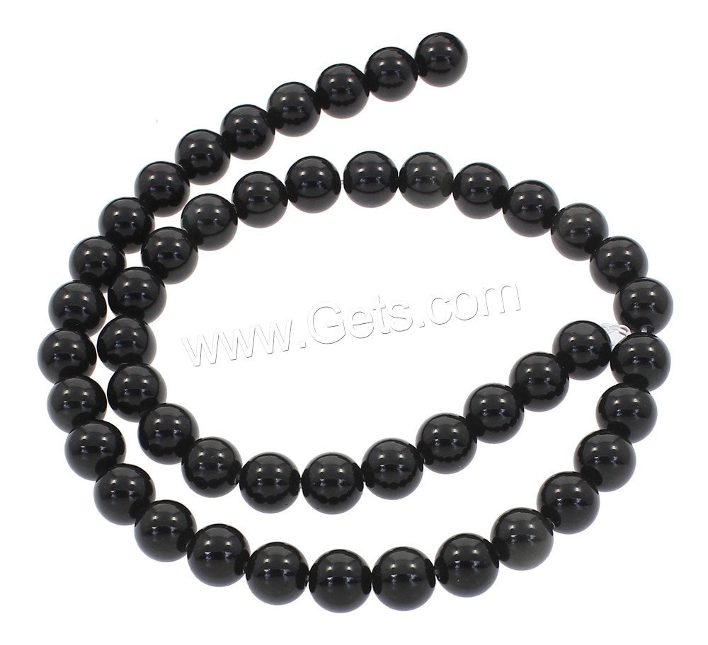 Black Obsidian Beads, Natural Black Obsidian, Round, synthetic, different size for choice, Hole:Approx 1mm, Length:Approx 15 Inch, Sold By Strand