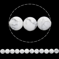 Turquesa blanco natural Abalorio, Esférico, diverso tamaño para la opción, agujero:aproximado 1mm, longitud:aproximado 15 Inch, Vendido por Sarta
