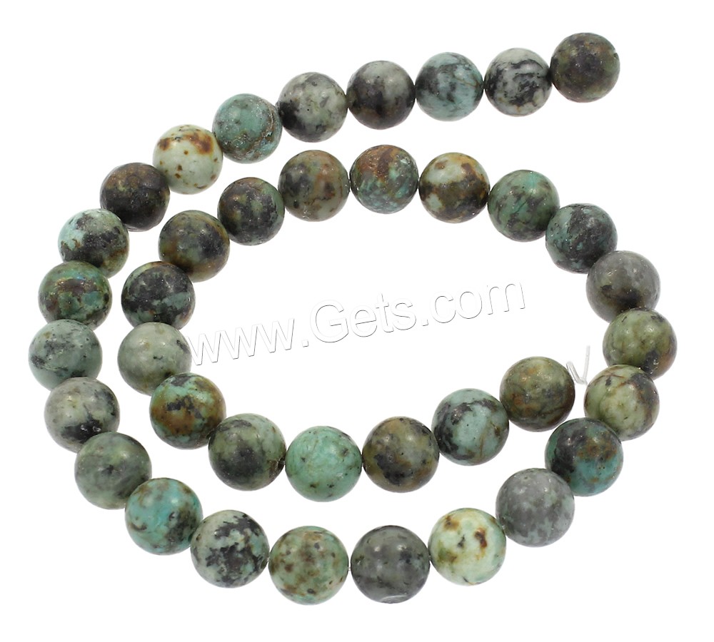 Natural African Turquoise Beads, Round, different size for choice, Hole:Approx 1mm, Length:Approx 15.5 Inch, Sold By Strand