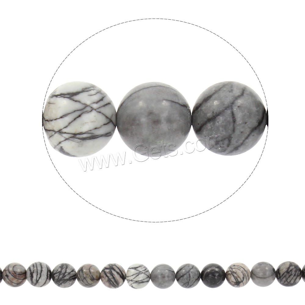Black Silk Stone Bead, Network Stone, Round, synthetic, different size for choice, Hole:Approx 1mm, Length:Approx 15 Inch, Sold By Strand
