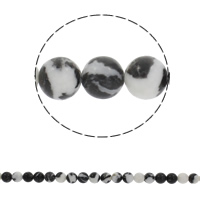 pierres précieuses en noir et blanc, Jaspe mexicain, Rond, synthétique, normes différentes pour le choix Environ 1mm Environ 15 pouce, Vendu par brin