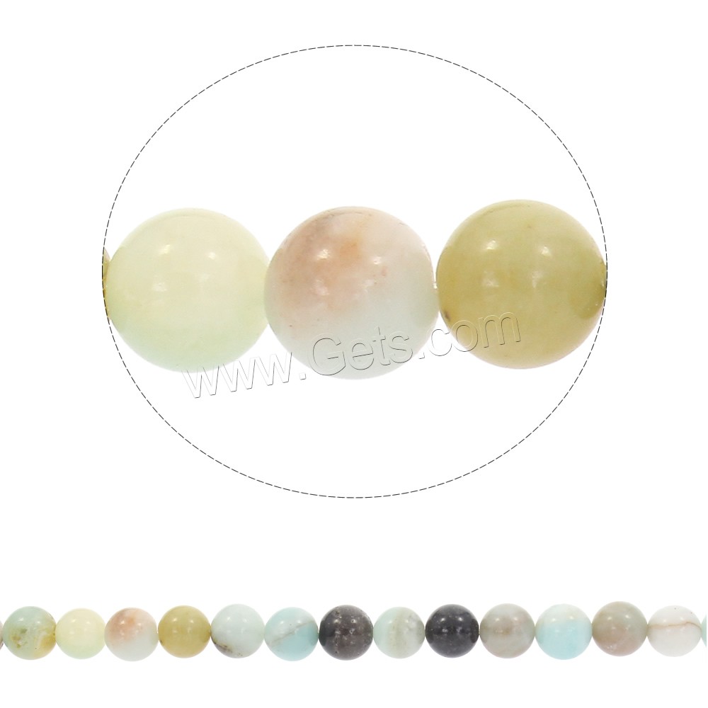 Amazonit Perlen, rund, verschiedene Größen vorhanden, farbenfroh, Bohrung:ca. 1mm, Länge:ca. 15 ZollInch, verkauft von Strang