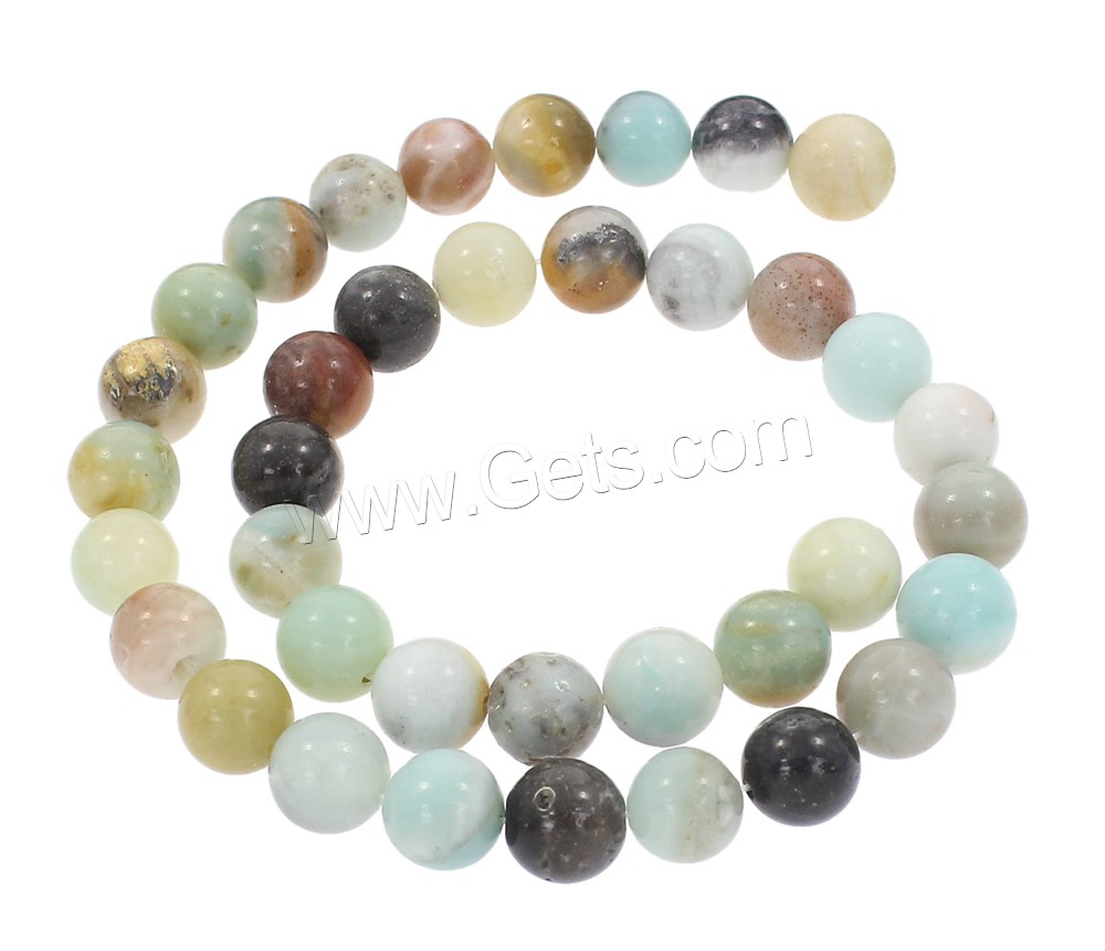Amazonit Perlen, rund, verschiedene Größen vorhanden, farbenfroh, Bohrung:ca. 1mm, Länge:ca. 15 ZollInch, verkauft von Strang