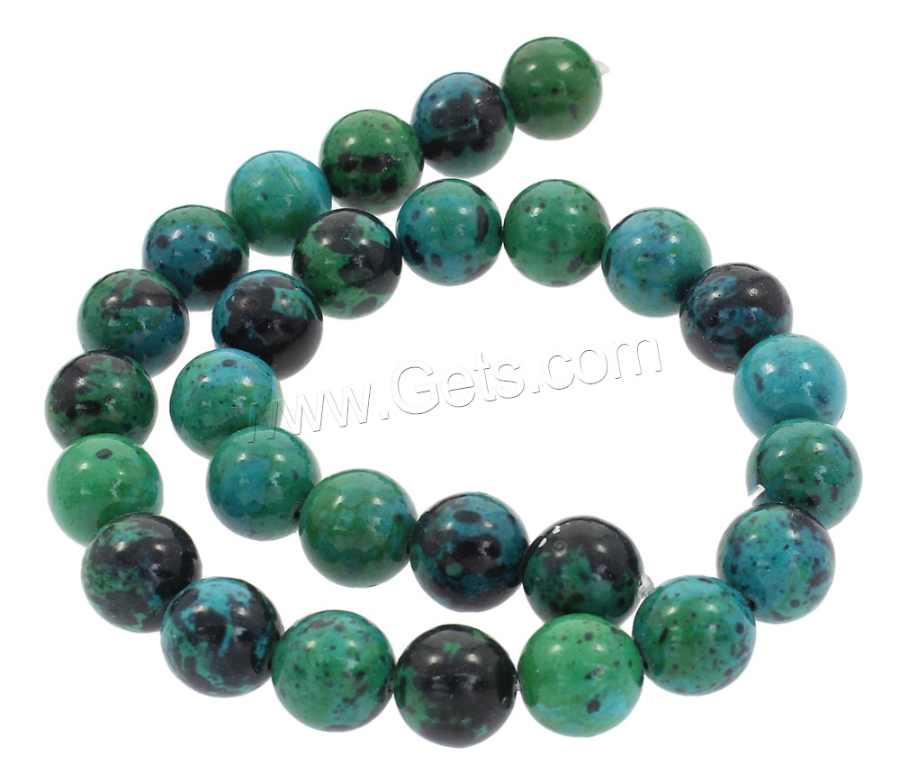 Synthetischer Chrysokoll Perle, rund, verschiedene Größen vorhanden, Bohrung:ca. 1mm, Länge:ca. 15.5 ZollInch, verkauft von Strang