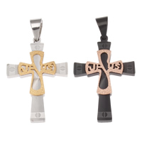 Stainless Steel Cross Pendants, plated, two tone & stardust Approx 
