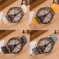 Women Wrist Watch, Zinc Alloy, with PU Leather & Glass, Chinese movement, Flat Round, antique bronze color plated, brushed & for woman nickel, lead & cadmium free, 40mm Approx 9 Inch 