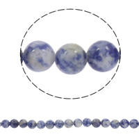 Perles tache bleu et blanc, Tache bleue, Rond, synthétique, normes différentes pour le choix Environ 1mm Environ 15 pouce, Vendu par brin