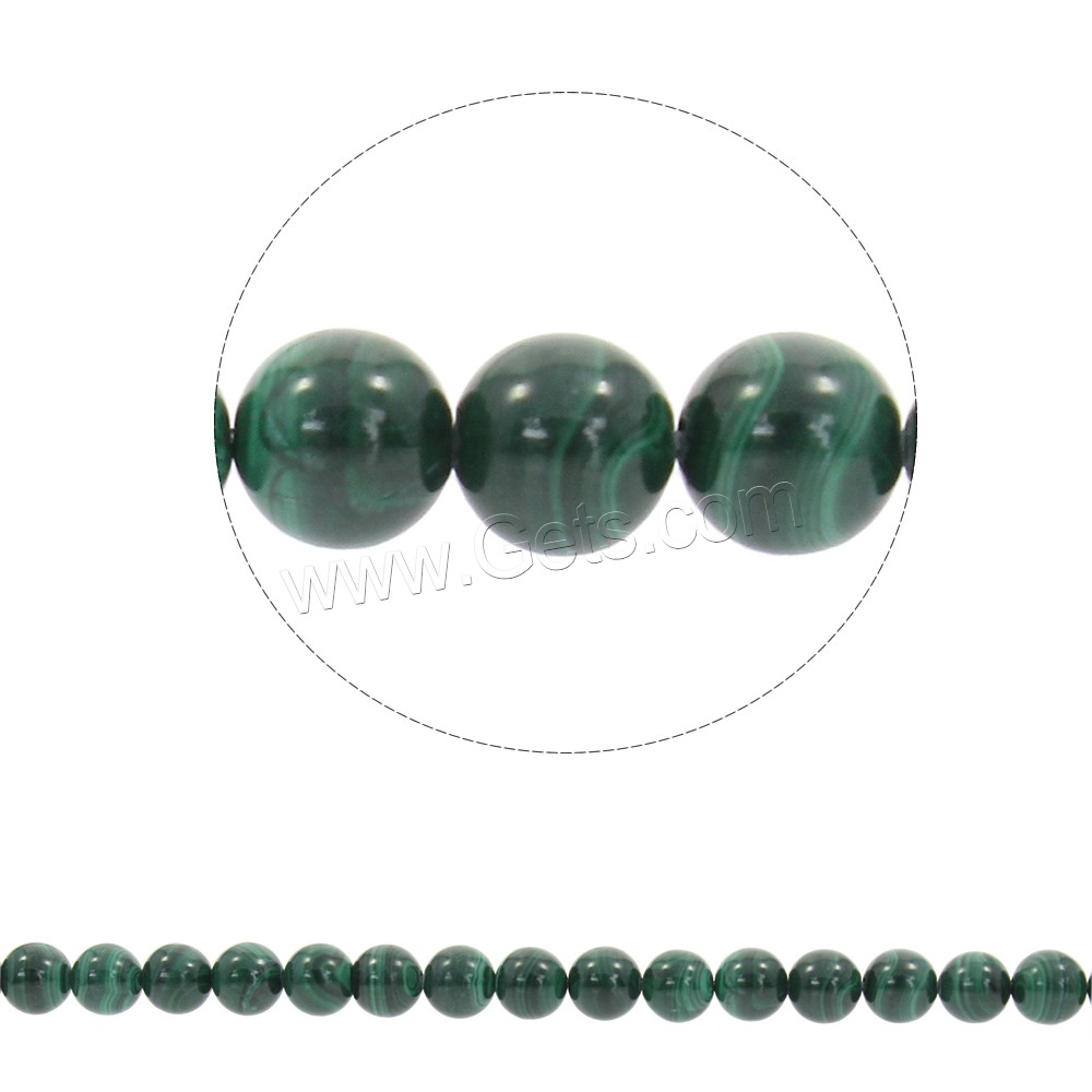 Synthetische Malachit Perlen, rund, natürlich, verschiedene Größen vorhanden, Bohrung:ca. 1mm, Länge:ca. 15.5 ZollInch, verkauft von Strang