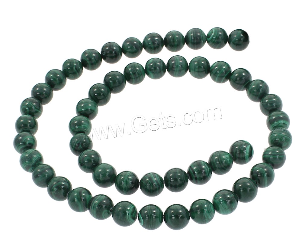Synthetische Malachit Perlen, rund, natürlich, verschiedene Größen vorhanden, Bohrung:ca. 1mm, Länge:ca. 15.5 ZollInch, verkauft von Strang