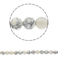 Synthetische Türkis Perlen, rund, weiß, Bohrung:ca. 1mm, Länge:ca. 15.5 ZollInch, verkauft von Strang