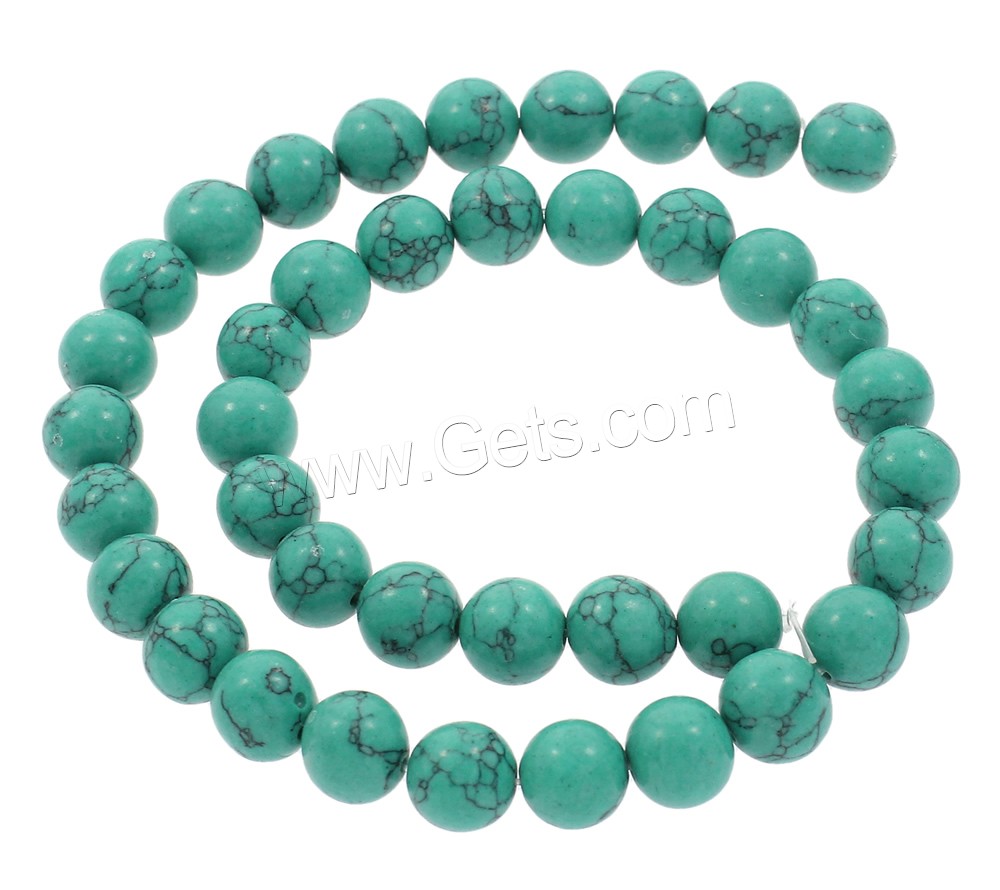 Synthetische Türkis Perlen, rund, verschiedene Größen vorhanden, grün, Bohrung:ca. 1mm, Länge:ca. 15.5 ZollInch, verkauft von Strang