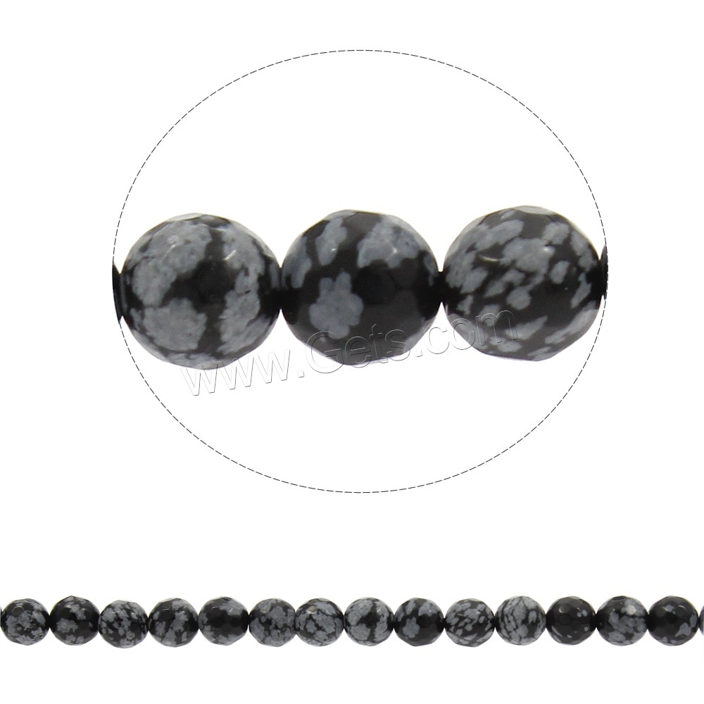 Schneeflocke Obsidian Perlen, rund, synthetisch, verschiedene Größen vorhanden & facettierte, Bohrung:ca. 1mm, Länge:ca. 14.5 ZollInch, verkauft von Strang