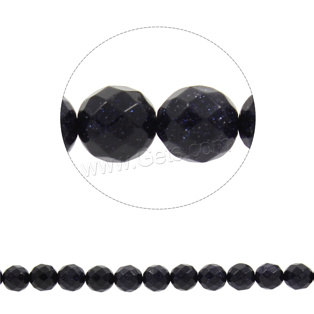Blue Goldstone Beads, Round, synthetic, different size for choice & faceted, Hole:Approx 1mm, Length:Approx 14.5 Inch, Sold By Strand
