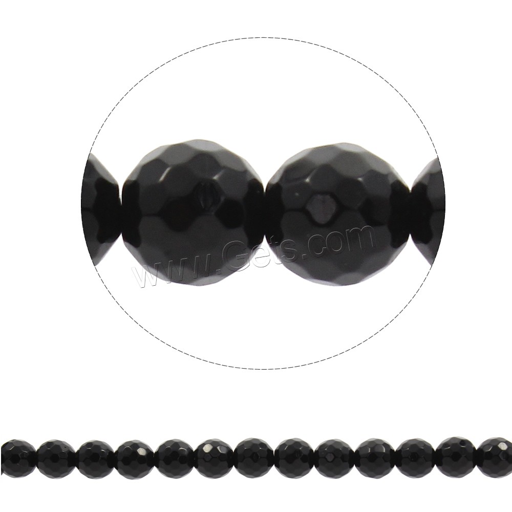 Natural Black Agate Beads, Round, synthetic, different size for choice & faceted, Hole:Approx 1mm, Length:Approx 15 Inch, Sold By Strand