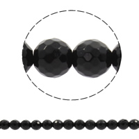 Natürliche schwarze Achat Perlen, Schwarzer Achat, rund, synthetisch, verschiedene Größen vorhanden & facettierte, Bohrung:ca. 1mm, Länge:ca. 15 ZollInch, verkauft von Strang