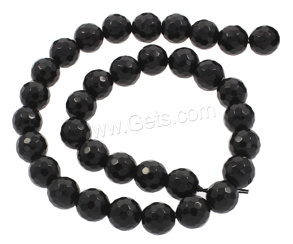 Natural Black Agate Beads, Round, synthetic, different size for choice & faceted, Hole:Approx 1mm, Length:Approx 15 Inch, Sold By Strand