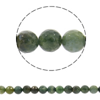 Perles en pierre d'agate mousse naturelle, Rond, synthétique, normes différentes pour le choix & facettes Environ 1mm Environ 15 pouce, Vendu par brin