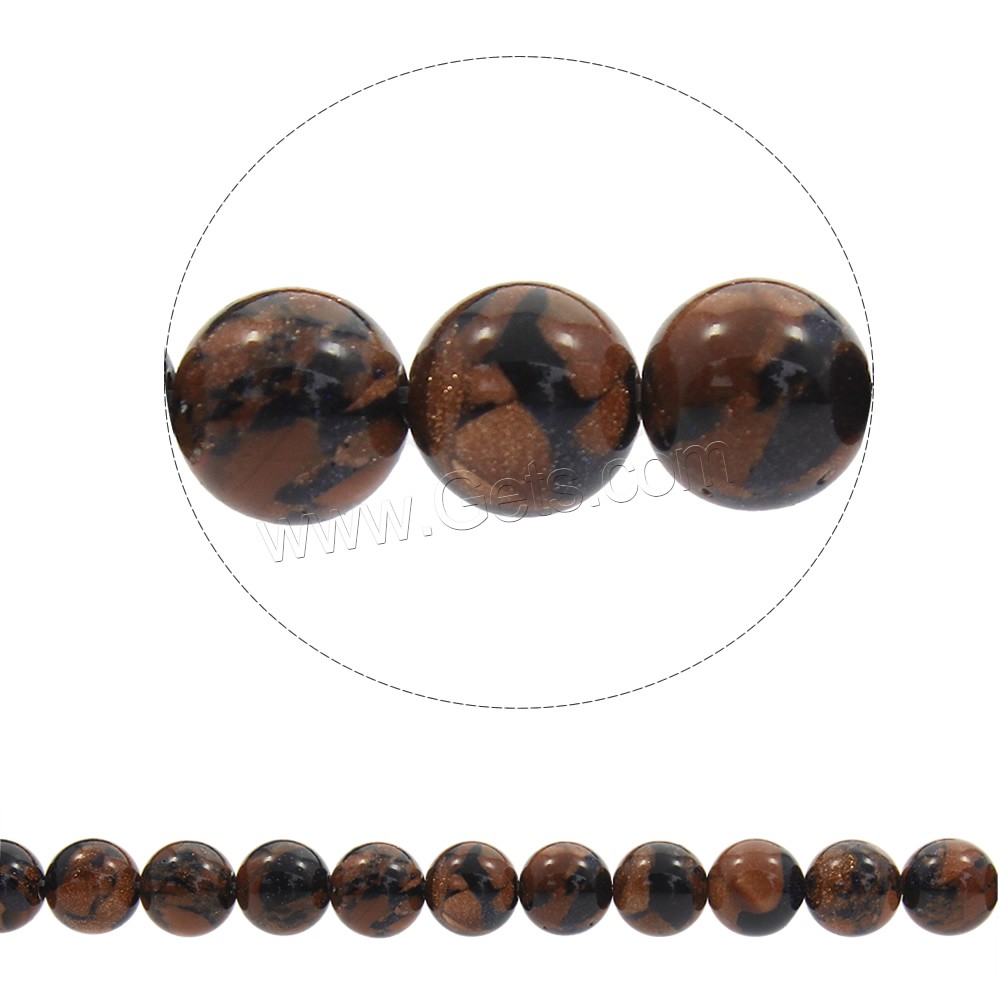 Goldstone Beads, Round, synthetic, different size for choice, Hole:Approx 1mm, Length:Approx 14.5 Inch, Sold By Strand