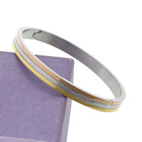 Stainless Steel Bangle, plated, multi-colored, 6mm, Inner Approx Approx 6.5 Inch 