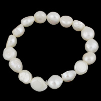 Perlen Armbänder, Natürliche kultivierte Süßwasserperlen, Barock, natürlich, weiß, 10-11mm, Länge:ca. 7.5 ZollInch, verkauft von Strang