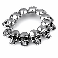 Titanium Steel Bracelet, Skull, for man & blacken, 25mm Approx 8.2 Inch 