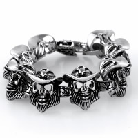 Titanium Steel Bracelet, Skull, for man & blacken, 26mm Approx 8.6 Inch 