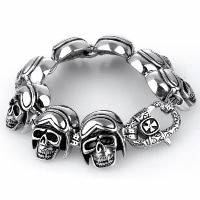 Titanium Steel Bracelet, Skull, for man & blacken, 27.50mm Approx 9.2 Inch 