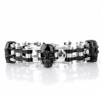 Titanium Steel Bracelet, Skull, plated, bike chain & for man & two tone & blacken, 21mm Approx 9.2 Inch 